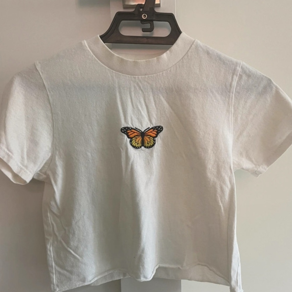 Brandy Melville butterfly cropped tee